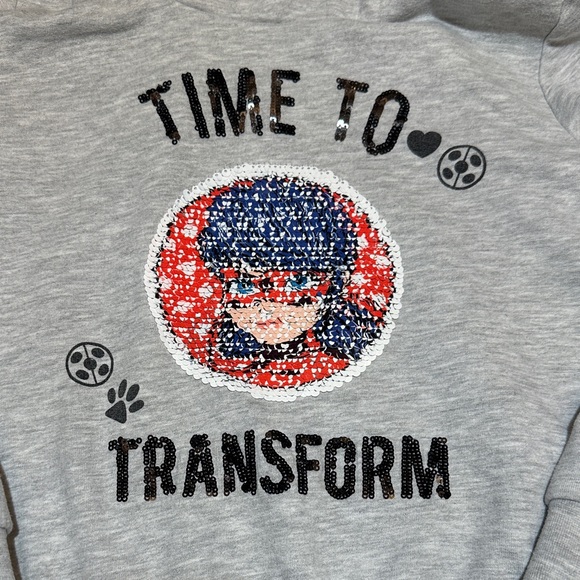 Girls Miraculous Ladybug changing sequin hoodie sweatshirt 6/7 - Picture 2 of 5